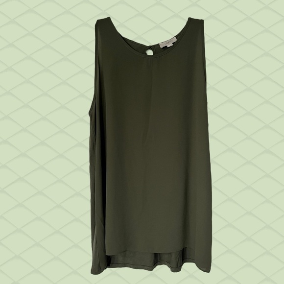 LOFT Olive Green Tank Top Size Medium Sleeveless Blouse Summer Ann Taylor Army - Picture 1 of 6